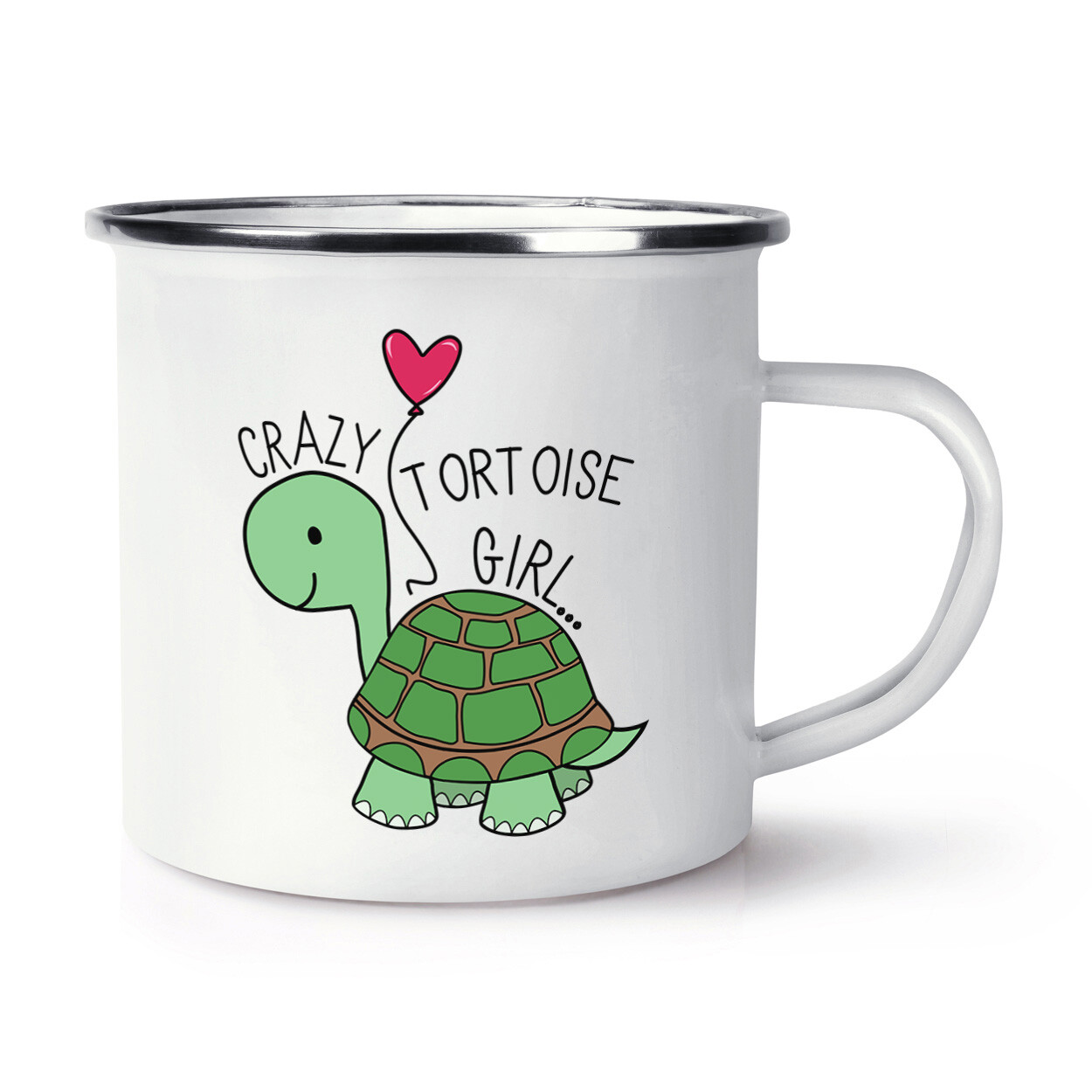 Crazy Tortoise Girl Enamel Mug Cup Animal Joke Pet Crazy Daughter Kids Funny