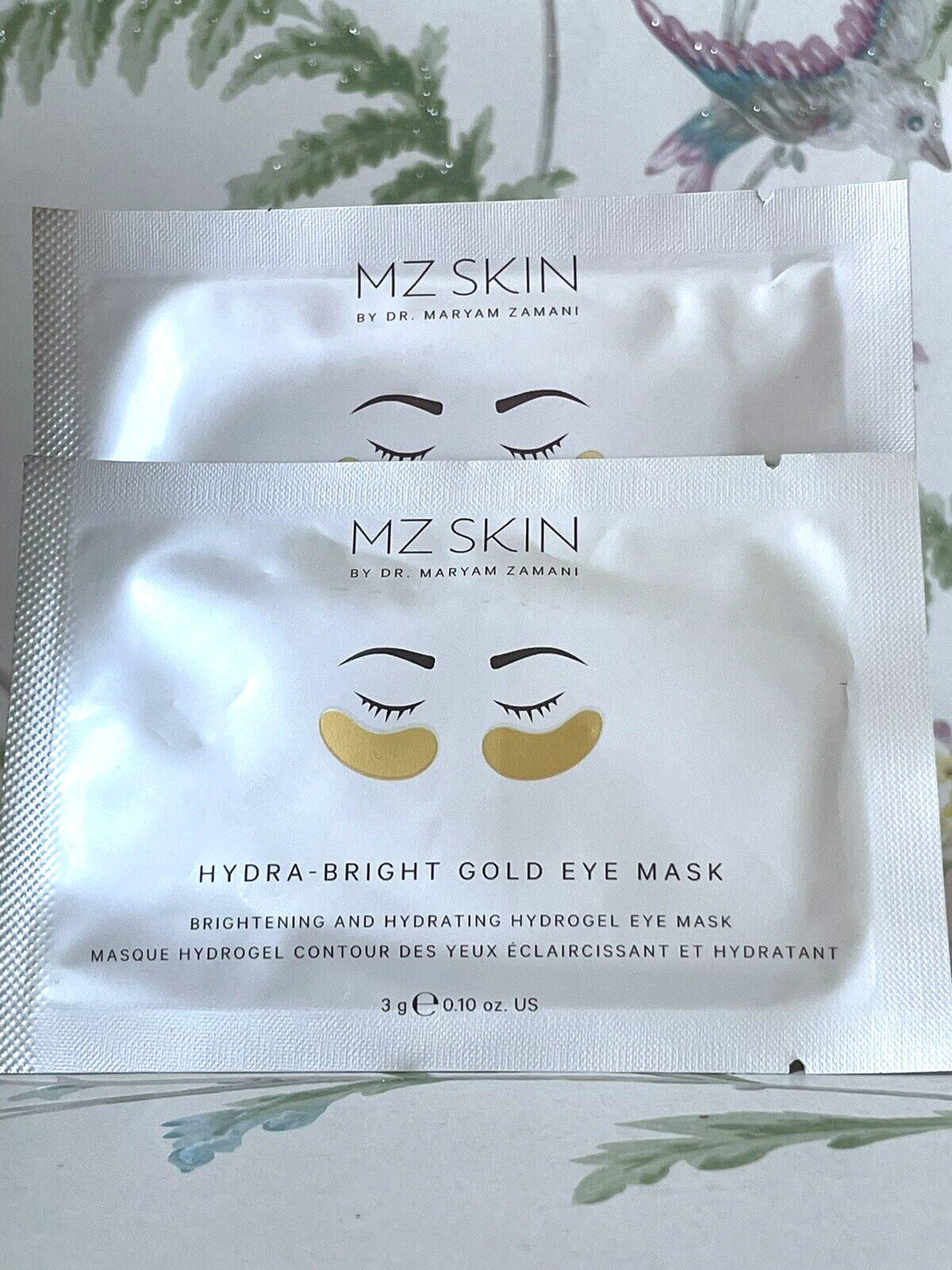 MZ Skin Eye Mask Hydra Bright Hydrogel Gold x 2 Brightening Hydrating RRP £44.00