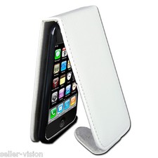 Custodia flip in pelle bianca per Apple iPhone 3G 3GS clip magnetica