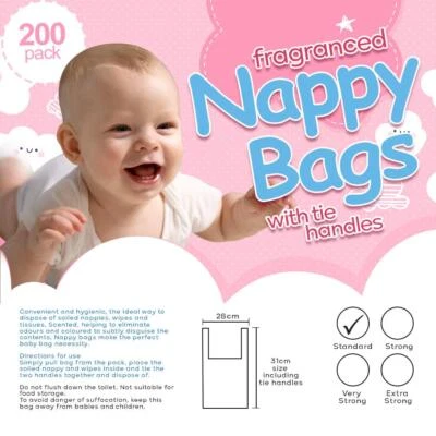 ZYBUX Jumbo Packs Fragranced Nappy Disposable Sacks (4x200) - 800 Bags With Tie Handle