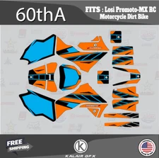 Graphics Kit for  Losi PRO MOTO MX (ALL YEARS) 60tha Series - Orange Cyan