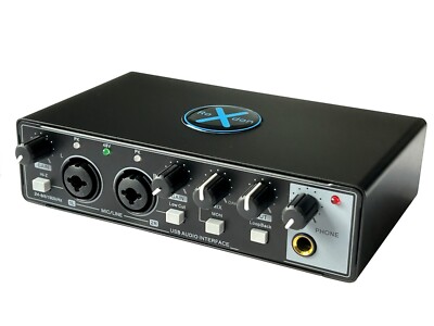 RoXdon 2 Kanal USB Audio Interface für Computer Aufnahme 48V Phantomspeisung