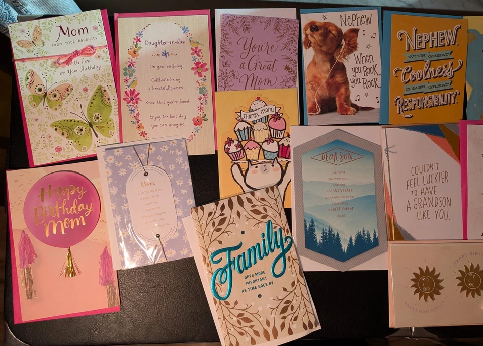 Лот из 20 поздравительных открыток с днем рождения с конвертами Микки Маус мама ребенок сын открытки-H - Изображение 3 из 4