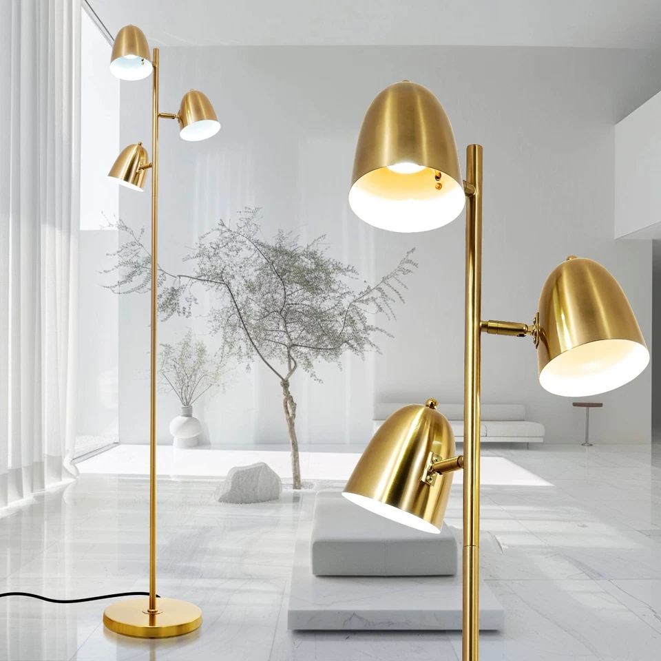 Gold Modern Floor Lamp 3 Rotatable Light Heads Tall Standing Foor Light Fixture - Image 2 of 4