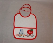 New Baby Pocket Bib A is for Apple Boy or Girl Unisex Finished Cross Stitch