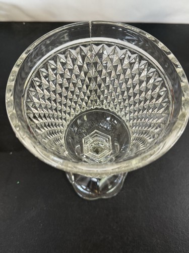 INDIANA GLASS Vintage '60s Glass -Diamond Point Clear- URN Compote 16"T VGC - Picture 7 of 12
