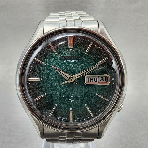 Seiko Automatic Watch Men 38mm Green Texture Dial Steel Daydate 6309-7310 Runs A - Picture 2 of 12