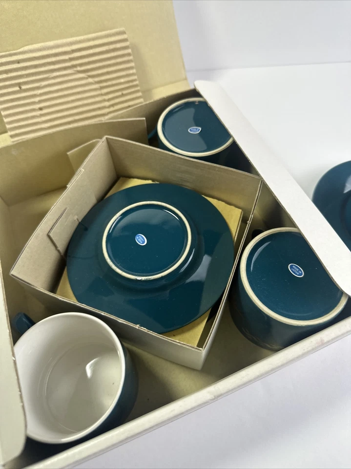 Juego de 4 tazas decorativas Sun Cappuccino 82020 azul firma artículos para el hogar Japón MCM Foto 3 de 4