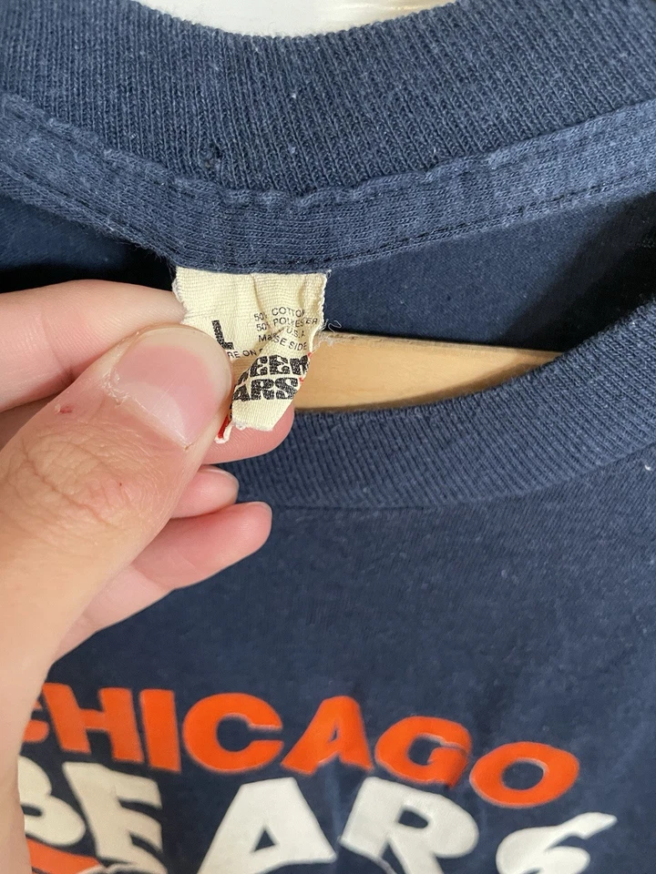 Camiseta De Colección Chicago Bears Azul Marino Pantalla Estrellas Puntada Única Talla Grande NFL EE. UU. Foto 3 de 4