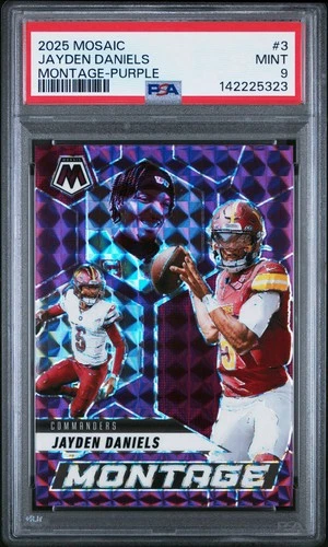 2025 Mosaic Montage Jayden Daniels #3 Purple 38/49 POP 1 NONE HIGHER PSA 9 MINT