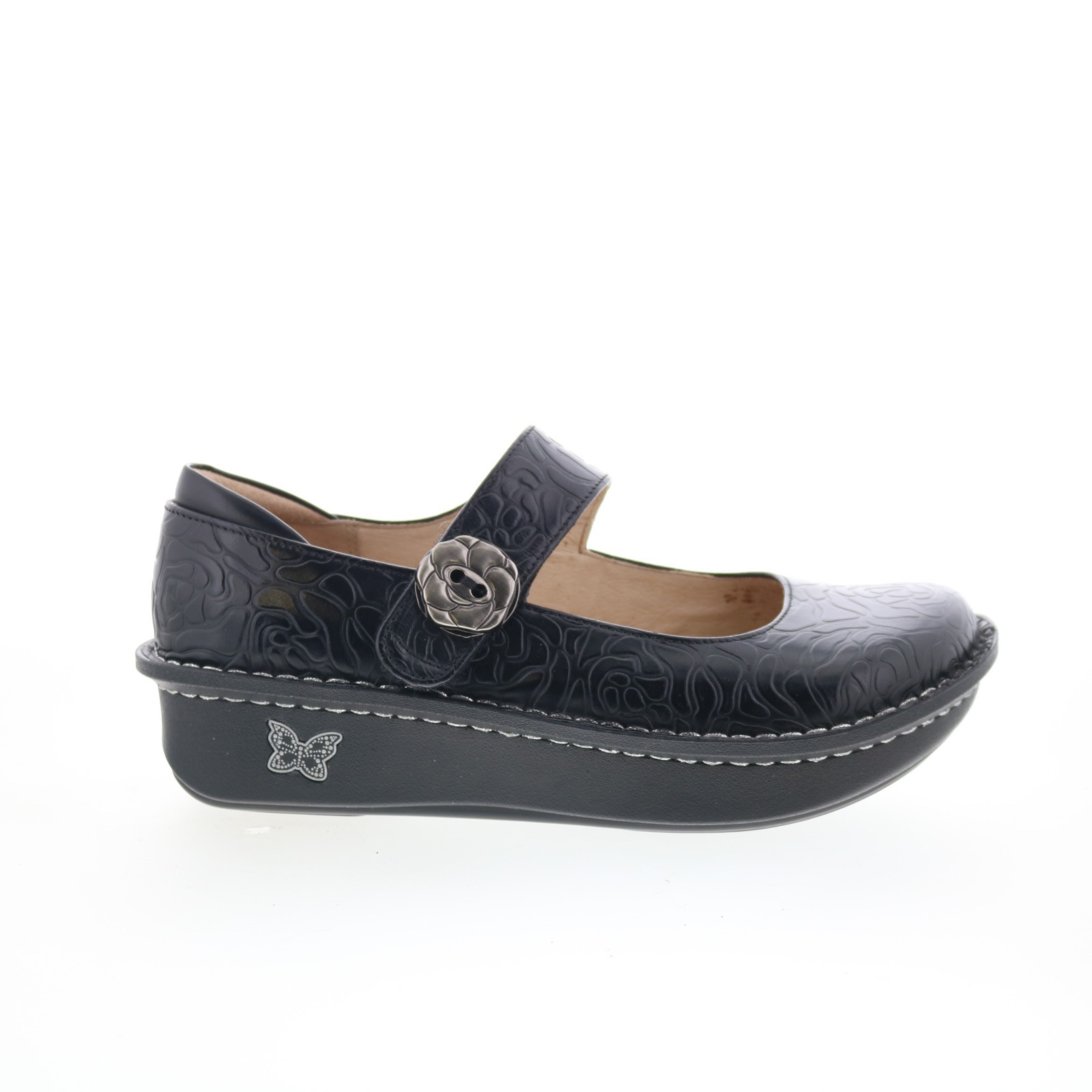 Alegria Paloma PAL-531 Womens Black Leather Slip On Mary Jane Flats Shoes