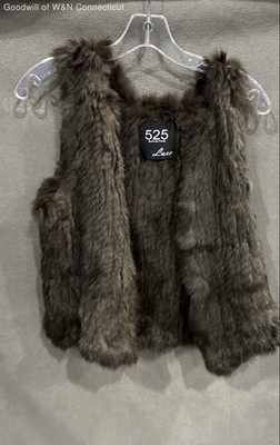 525 America Luxe Women's Brown Fur Vest Sleeveless Open Front Sz S