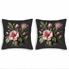 Set of 2 Decorative Throw Pillow Covers 18x18in - Elegant Floral Design