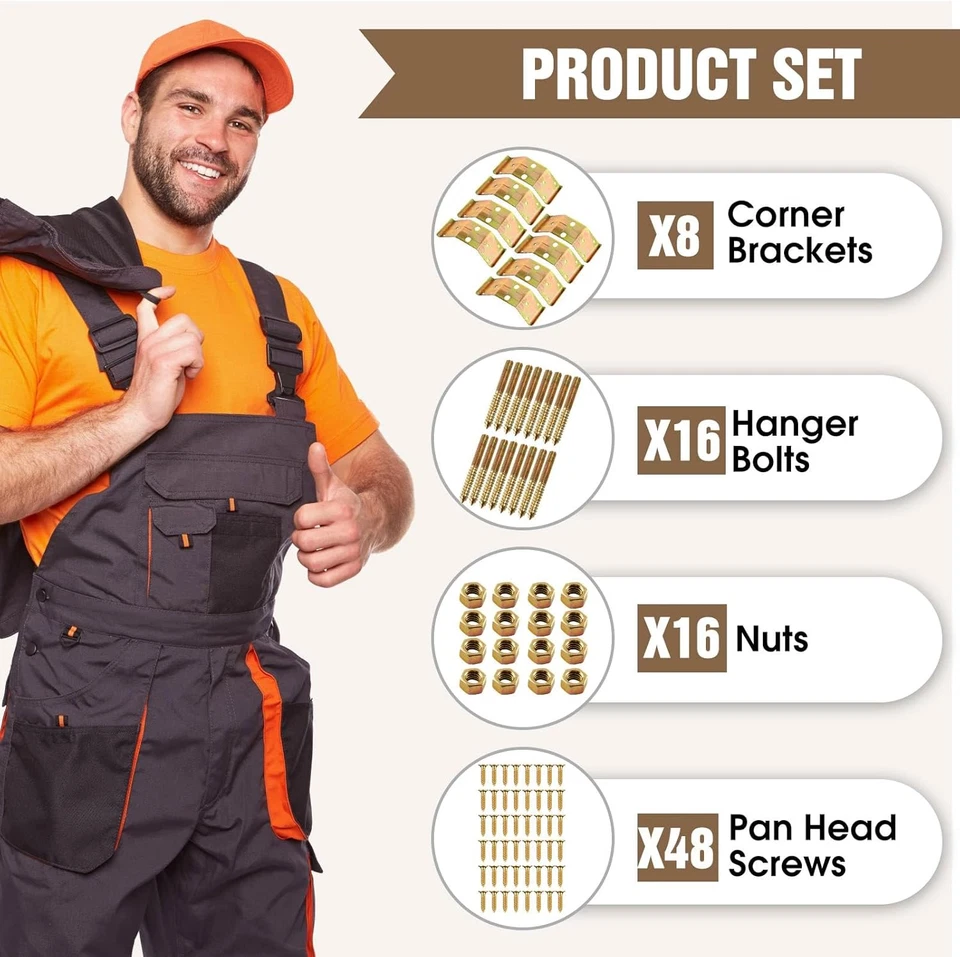 Table Leg Corner Bracket Set of 8 Includes Screws,Kerf Mount Corner Brackets for - Image 2 of 4