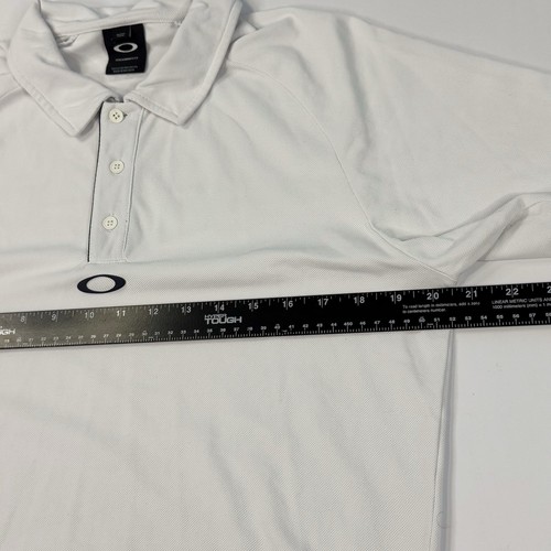 Camisa polo de golf Oakley para hombre grande blanca ajuste regular logotipo central - Imagen 5 de 6