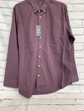 IZOD Comfort Performance Long Sleeve Purple Plaid Button Shirt Big & Tall