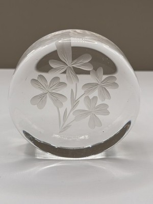 Vintage Princess House Kristall Briefbeschwerer Heritage Floral geätzt Gänseblümchen Frankreich