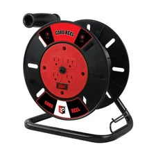 EP Extension Cord Storage Reel with 4-Grounded Outlets, Heavy Duty Open for