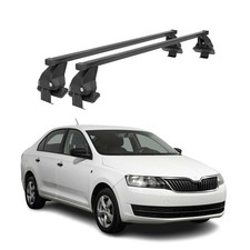 Menabo Dachträger Grundtäger für Skoda Rapid 2012-2019 50kg Stahl Schwarz 2 tlg