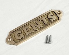 Solid Brass GENTS Toilet Door Sign Plaque Vintage Style Restroom Plate 13cm