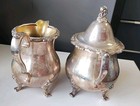Vintage Wallace Cream Sugar Bowl Silver Plate Dust Tarnish Bags Zippers Heavy — photo 6