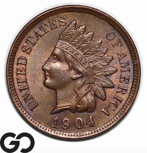 1904 Indian Head Cent Penny, Super Sharp Solid Gem BU++