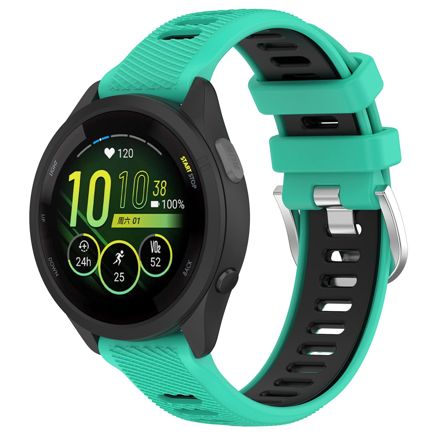 Nacorulu for Garmin Venu 3S&sol;265S&sol;255S&sol;Vivoactive 4S Bands Teal Black