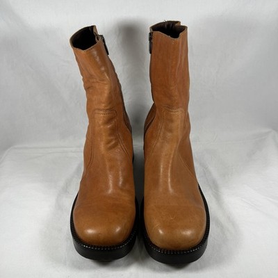 Steve Madden Nava Naya Cognac Brown Leather Ankle Boots Lug Sole Moto Size 11