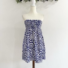 Alice And Olivia 100% Silk Blue White Polka Dot Strapless Dress Small W5005