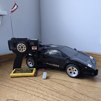 Vintage TYCO RC Twin Turbo Lamborghini Countach Black w/ Remote Control Battery