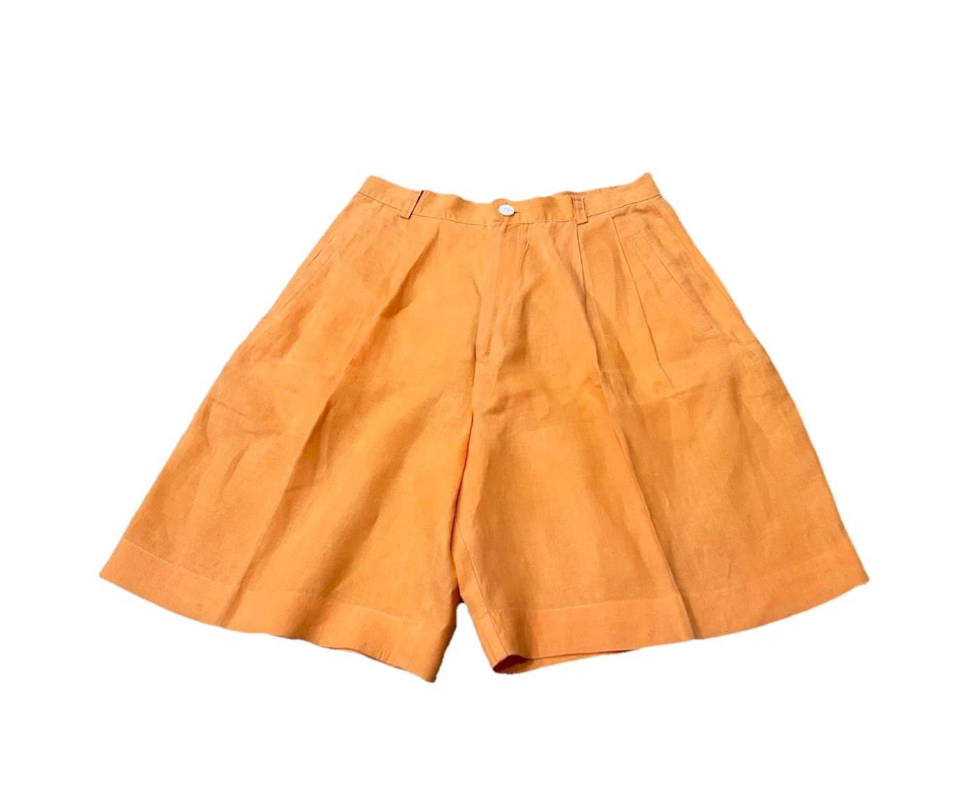 Vintage GAP Tangerine Orange Linen Bermuda Shorts High Rise Pleated 8