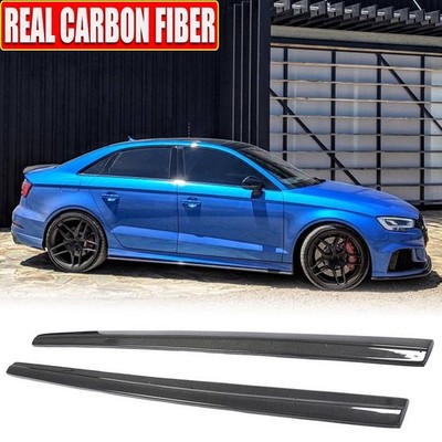 Fits Audi A3 8V Sline S3 RS3 14-23 REAL CARBON Side Skirts Extension Panel Lip 