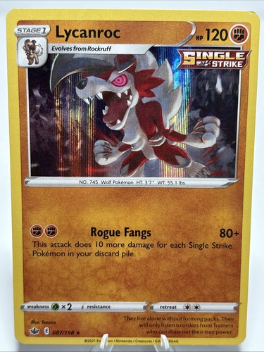 Lycanroc 087/198 Holo Rare Chilling Reign Pokemon Holo - Near Mint