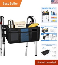 Upgraded Walker Basket with Cup Holder, Foldable Walker Bag with Large Capaci...