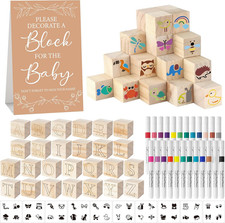 117 Pcs Baby Shower Blocks to Decorate Game Kit Includes 52 Wooden Blocks 24 Mar