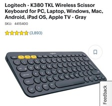 Logitech K380 TKL Wireless Scissor Keyboard for PC, Laptop, Windows, Mac