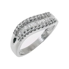 14k White Gold Curved Diamond Band
