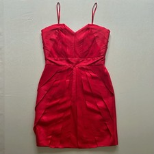 Max & Cleo Scarlet Red Pleated Sweetheart Mini Dress Spaghetti Strap Size 8