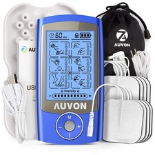 AUVON Rechargeable TENS Unit Muscle Stimulator, 24 Modes 4th Gen Blue