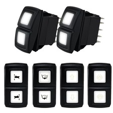10Pin DPDT Rocker Switch 3 Position White LED Waterproof 12V 24V 20A ON-OFF-ON