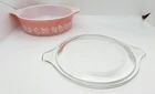 Vintage Pyrex Pink & White Gooseberry 471 1PT. Round Casserole Dish & Lid