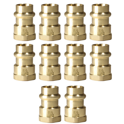 10 Pack XFITTING 1/2" Press Female Adapter, Lead Free Brass, 1/2" ProPress