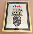 VTG 1988 Coors Beer Extra Gold  Mirrored Sign  Black & Gold Frame 17X21 inches