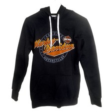 Harley Davidson Black Hoodie Womens Small Orange Bar Shield Graphic Concord NC
