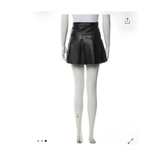 Polo Ralph Lauren Mini Skirt Womens 2 Black Leather Pleated Front Classic Preppy