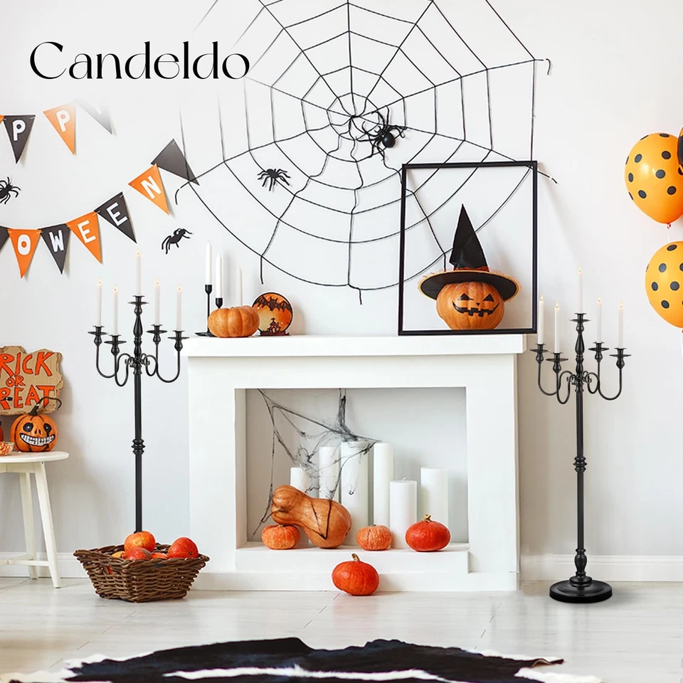 Candelabro de piso: Juego de 2 candelabros negros de 48 pulgadas Hallowee... Foto 3 de 4