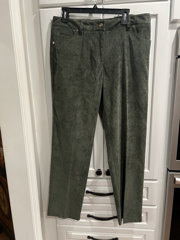 New Directions Light Weight Corduroy Pants Green 5 Pocket Size 14