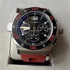Hysek Abyss chronographe auto acier cadran noir lunette noir/rouge 300 m