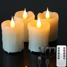 Flameless LED Candles, Pack of 4, Ivory White, Remote Timer, 3D Flame