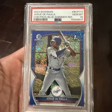 2023 Bowman - Chrome Prospects Josue De Paula #BCP-111 Blue Shimmer Refractor